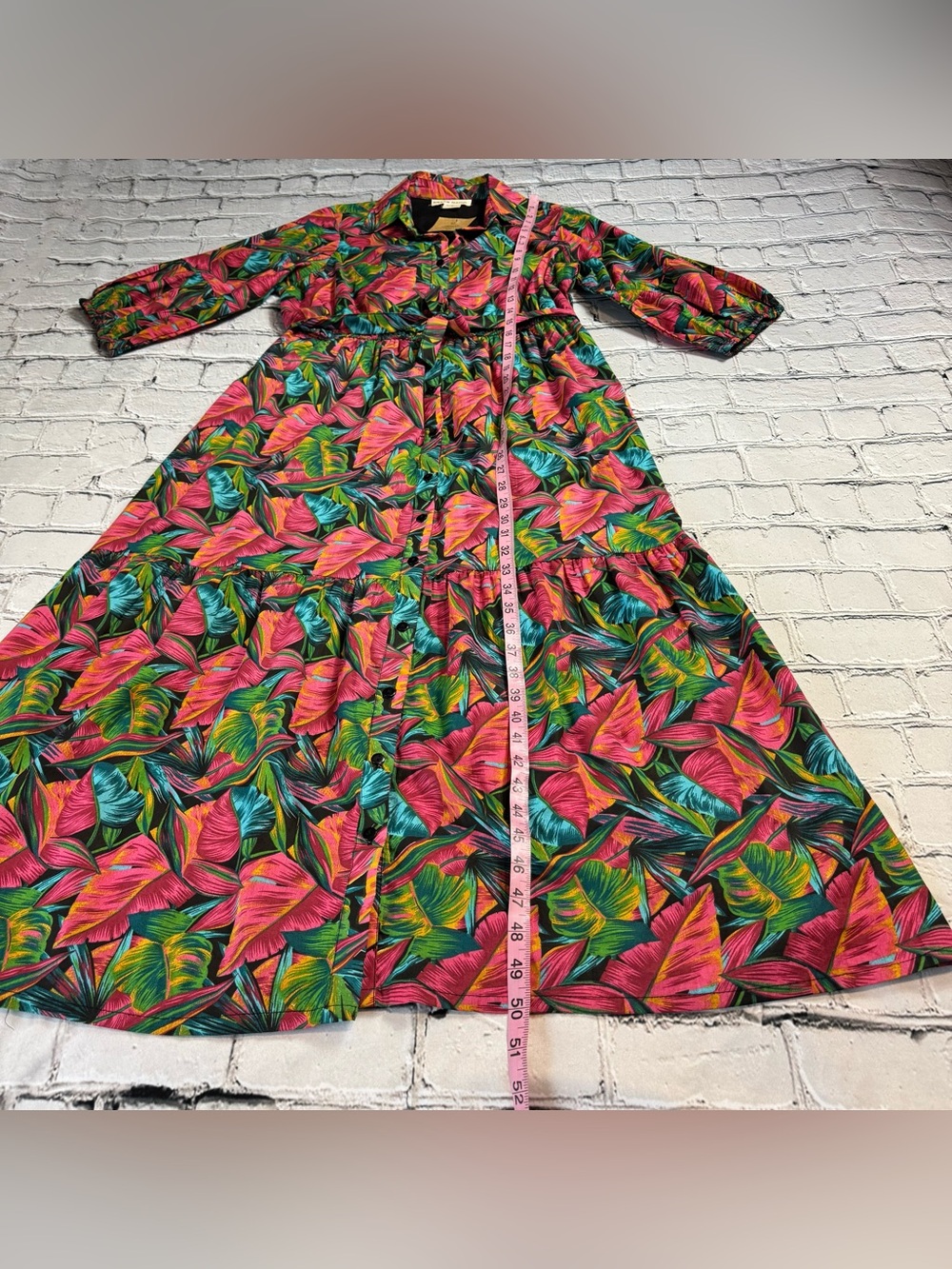 Naoo NWT Colorful Tropical Floral Print Button-Front Maxi Dress A-Line Size L - Picture 4 of 9